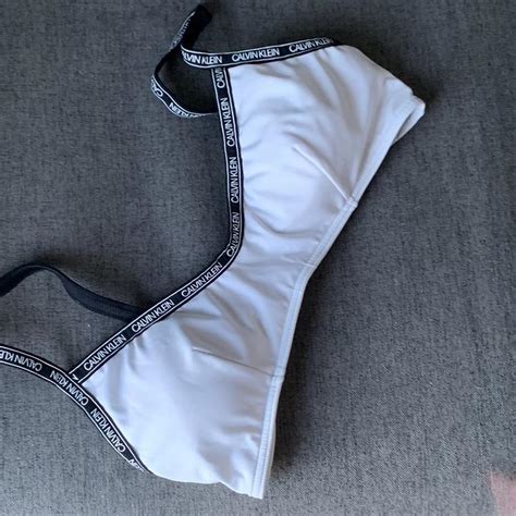 Calvin Klein Women S White And Black Bikini And Tankini Tops Depop