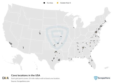 Map Of All 337 Cava Locations In The US By State
