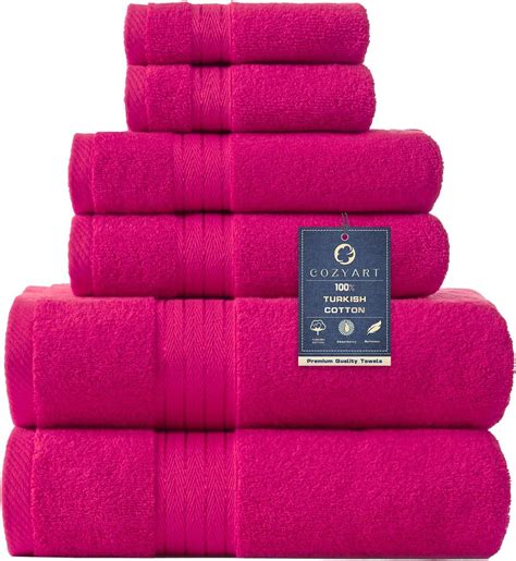 Amazon COZYART Hot Pink Bath Towel Set Turkish Cotton Hotel Large Towel Bulk For Bathroom