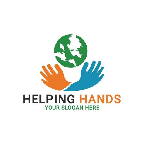 Save The World Logo Human Hands Holding Globe Teamwork Hands Logo