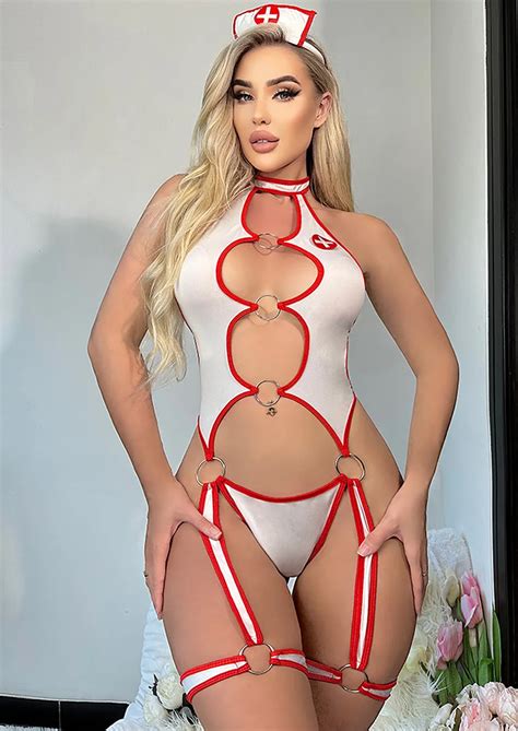 Buy Red White Cut Out Two Piece Lingerie Set For Women Online In India