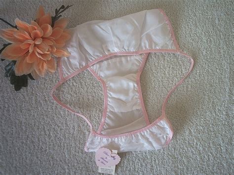Silk Smooth White High Leg String Bikini Panties Lace Trim Knickers M EBay
