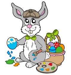 Bunny Artist Painting Easter Egg Royalty Free Vector Image