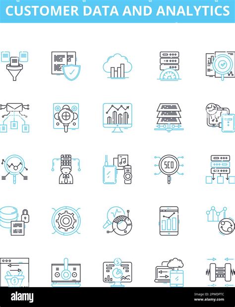 Customer Data And Analytics Vector Line Icons Set Customer Data