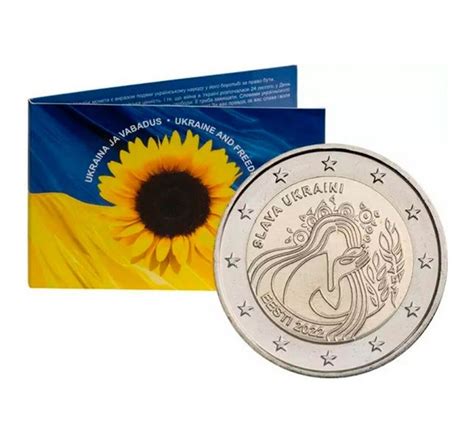 Монета 2 Євро 2022 Естонія: Україна та Воля - BU Coincard ...