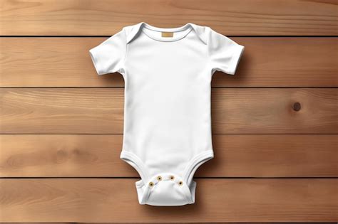 Premium Ai Image White Baby Short Sleeve Bodysuit Mock Up