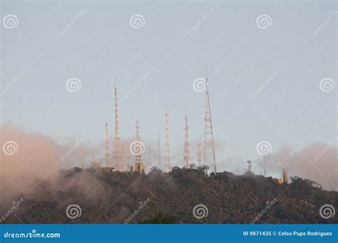 tv transmitting tower stock image image  brazil esporte