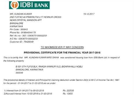 idbi bank home loan provisional