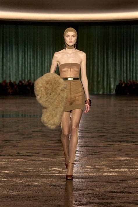 Sheer And Naked Dresses Ruled The Runway At Saint Laurent Paris Fashion Week Show Fpn
