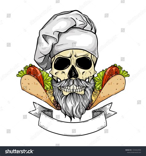 Hand Drawn Sketch Color Skull Cooks Stock Vector Royalty Free