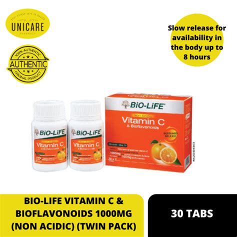 BIO LIFE VITAMIN C BIOFLAVONOIDS 1000MG NON ACIDIC 30S TWIN PACK