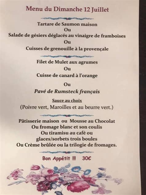 Menu At La Belle Poque Restaurant Hesdin