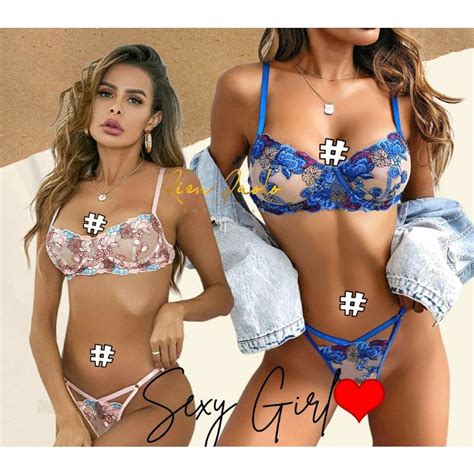 Jual Premium Bra Bh Celana Dalam Cd G String Set Sexy Hot Lingerie Kawat Motif Bordir Bunga
