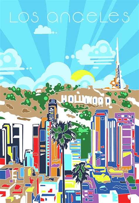 Los Angeles City Modern Digital Art By Bekim M Pixels