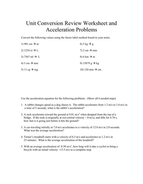 Conversion Factor Worksheet With Answers