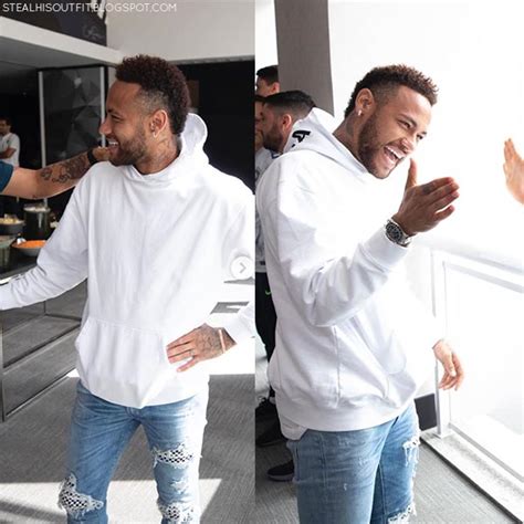 Neymar in white Balenciaga hoodie