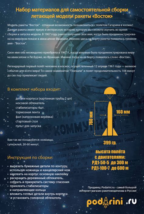 Готовый набор для запуска модели ракеты "Восток"