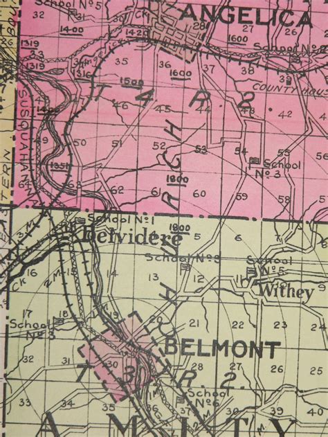 Vintage Map Allegany County NY Map, New York County 1912 Large Map