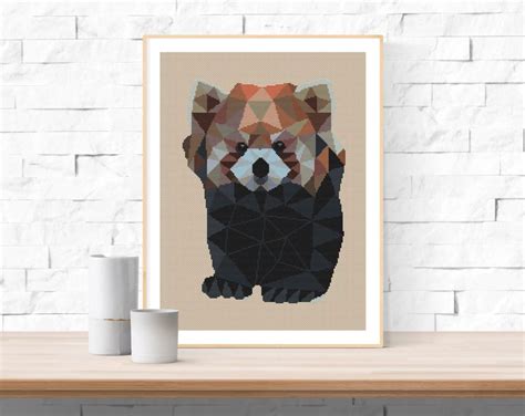 Red Panda Cross Stitch Pattern / Panda Ornament / Modern - Etsy