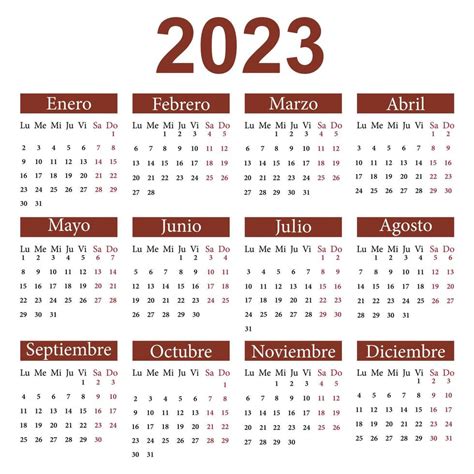 Spanish calendar 2023. Week starts on Monday. Vector illustration 10835585 Vector Art at Vecteezy