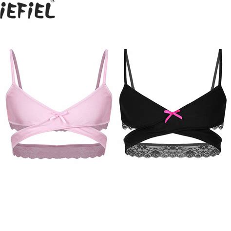 Mens Adjustable Spaghetti Straps Wire Free No Padded Sissy Lingerie Bra Sissy Bra Top And Men