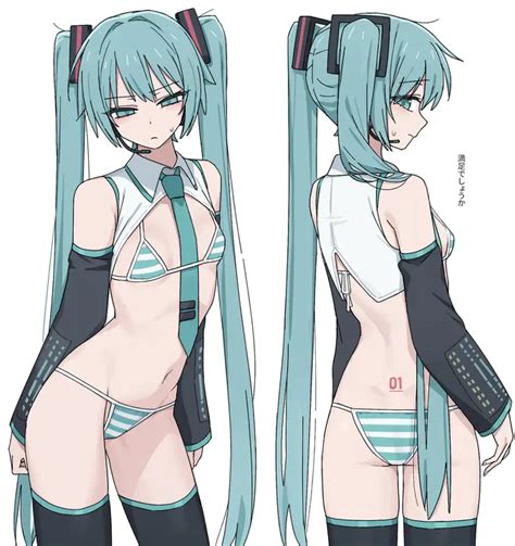 Miku Collar Bikini Danbooru
