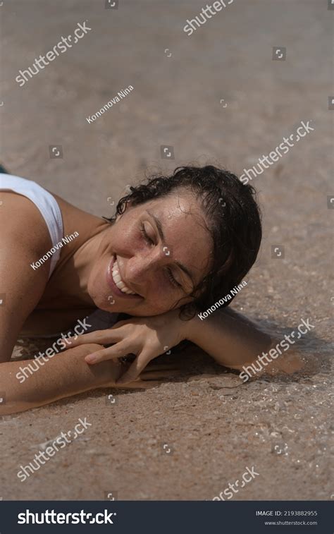 Portrait Brunette Smiling Girl Swimsuit Happy Stock Photo Shutterstock