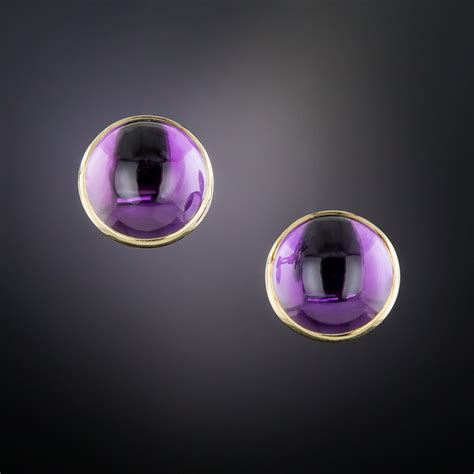 Amethyst Cabochon Stud Earrings