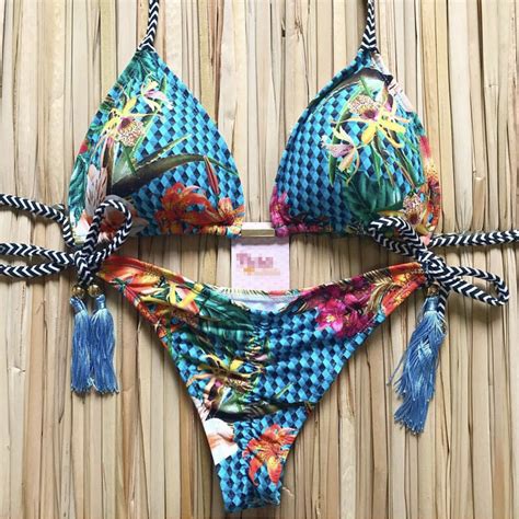 String Bikini Leave Print Brazilian Swimwear Women Sexy Halter Micro Swimsuit Thong Bikini