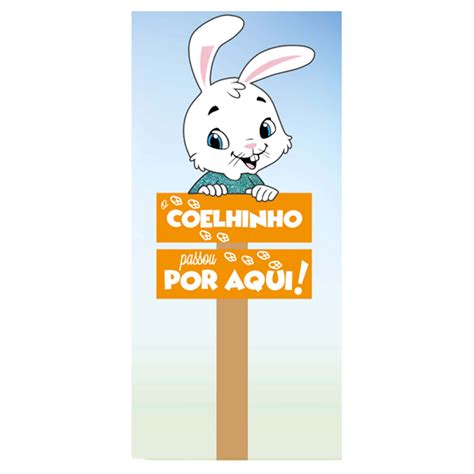 Placa de Páscoa em MDF Coelhinho passou por aqui Grintoy Tudo