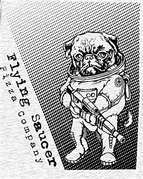 Flying Saucer Pizza Company Charlie Pug Space Ranger T Shirt White