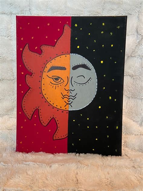 Sun And Moon Acrylic Painting Etsy