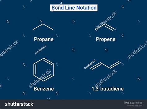 Bond Line Notation Propane Propene Benzene Stock Vector Royalty Free