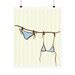 Bikini Summer Poster With Yellow Blue And Brown Etsy