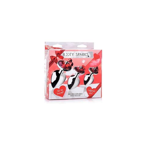 Booty Red Gem With Bells Anal Plug Set