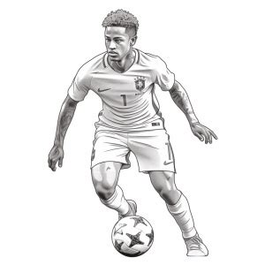 Coloriage Neymar gratuit à imprimer Joga Bonito sur papier