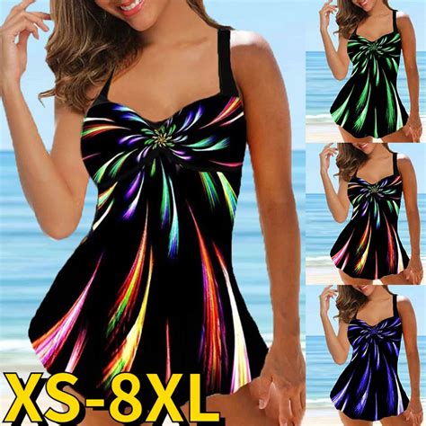 Women Sexy Beachwear Swim Tankini Two Pieces Swimsuits Bikini Abstract Printing Beach Summer