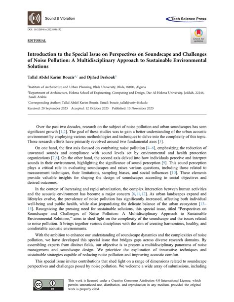 PDF Introduction To The Special Issue On Perspectives On Soundscape