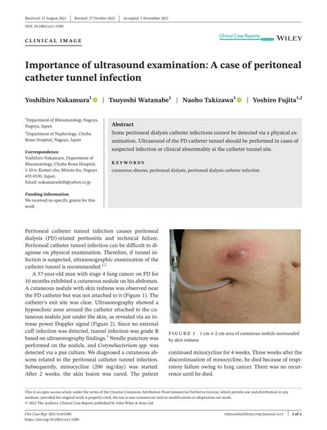 (PDF) Importance of ultrasound examination: A case of peritoneal catheter tunnel infection