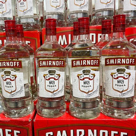 Bottles Of Smirnoff Vodka On A Shelf In Duty Free Shop Airport