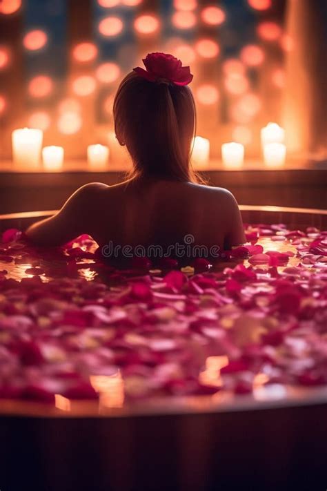 Relaxing Soak In A Rose Petal Hot Tub The Ultimate Spa Experience Stock Illustration