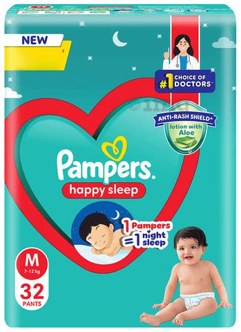 pampers happy sleep pant style baby diaper medium anti rash shield