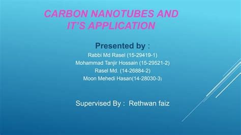 Applications of carbon nanotubes