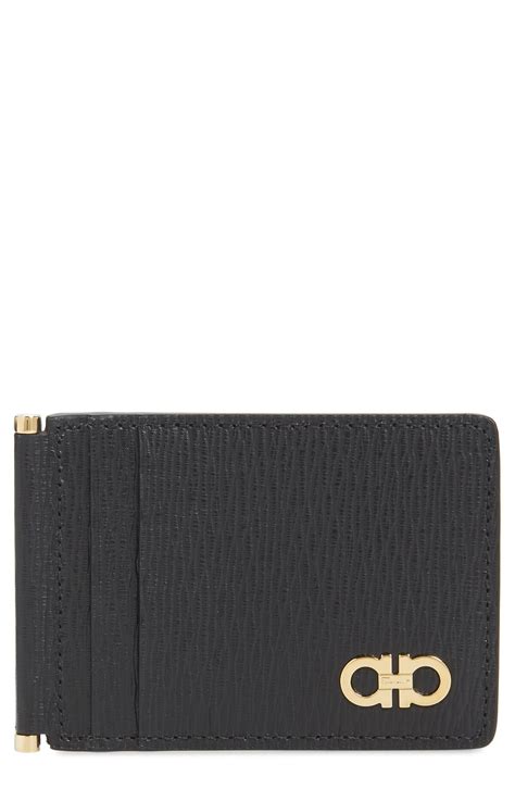 Ferragamo Revival Leather Folding Card Caseblack Black Black