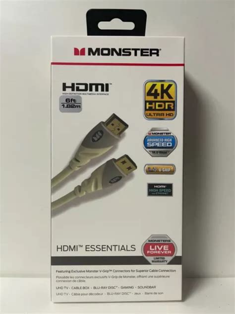MONSTER HDMI ESSENTIALS 4K HDR ULTRAHD GOLD SERIES HIGH SPEED CABLE ...