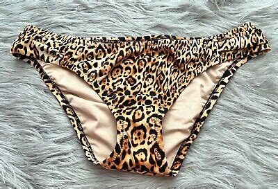 Victoria S Secret Swim Bikini Bottom Natural Leopard Ruched Sides Bottom NWOT L EBay