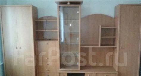 Стенка-горка, бежевый, коричневый, гостиная, спальня, б/у, в наличии ...