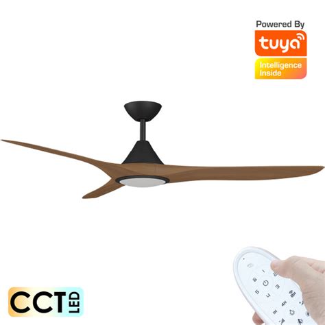 CloudFan 52" Smart DC Ceiling Fan Black & Teak with LED Light - Harvey ...