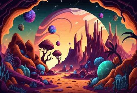 premium vector amazing fantasy world fantasy  planet galaxy