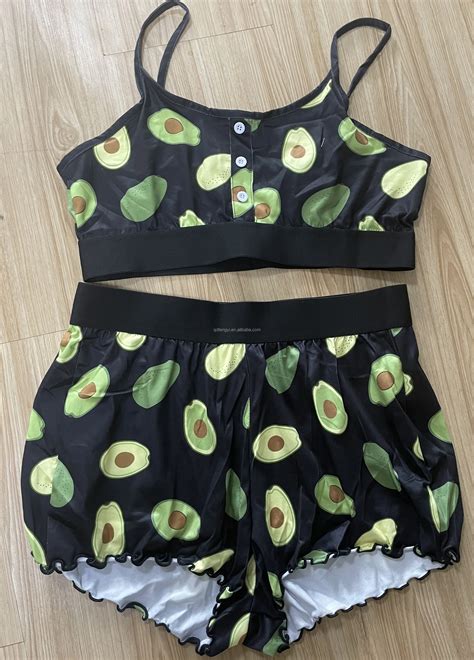 Valentines Day Printed Ruffle Sexy Lingerie Piece Pyjama Set Woman Short Pajama Summer Lounge